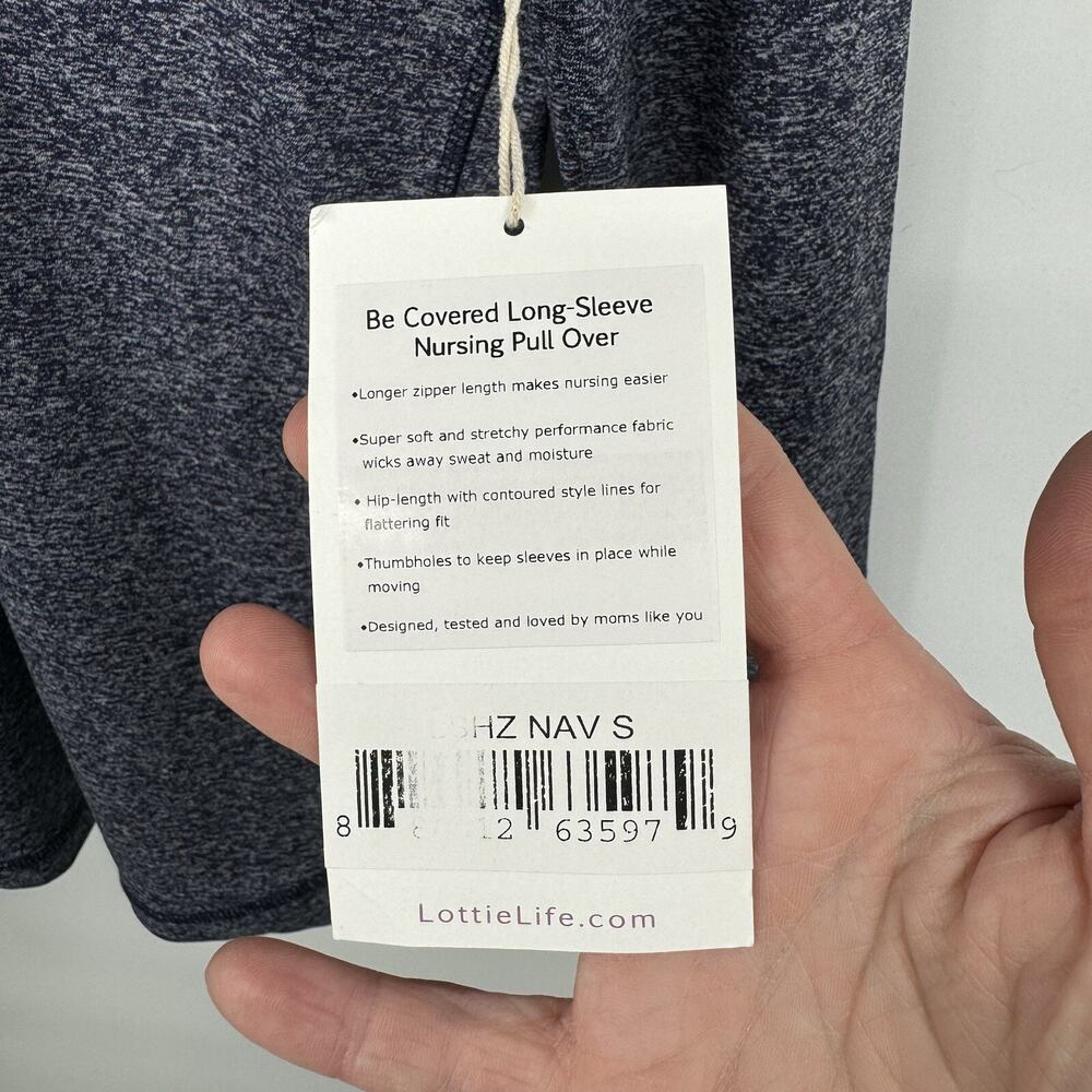 Lottie Long Sleeve Nursing Breastfeeding Activewear Pullover Navy Blue Sz Small - Picture 7 of 8